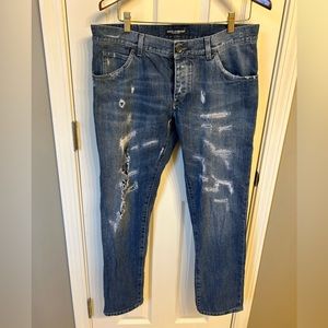 Dolce & Gabbana Men’s Ripped Blue Jeans Size 50 / Waist ~34 inches